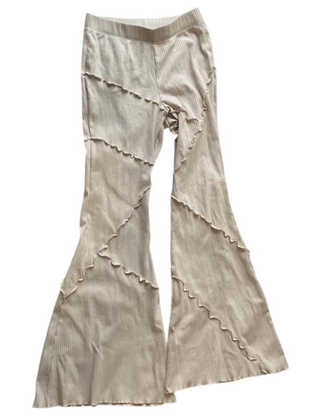 Target Wild Fable Flared 70s Inspired Ruffled Cream Yoga Lounge Pants Athleisure